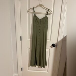 Monteau Olive Button-Down Maxi Dress